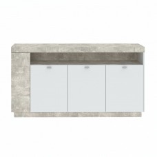 Kumode SIENA 4D, Balts/Pelēks betons